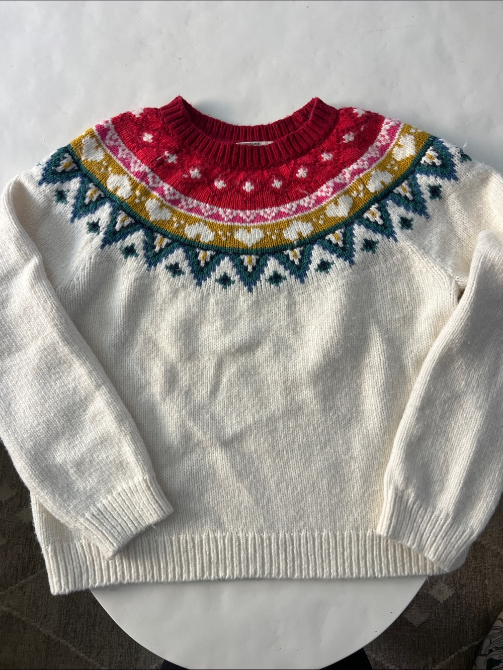 Marine layer Archive Alpine Fair Isle Sweater in Cream Rainbow Medium $148 - Picture 4 of 7